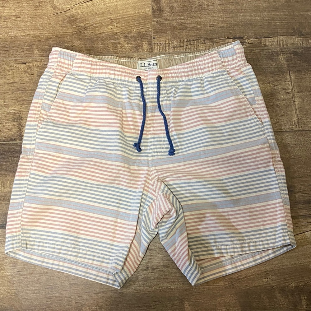 L.L. Bean Men's Athletic Shorts - Pink and Blue Stripes